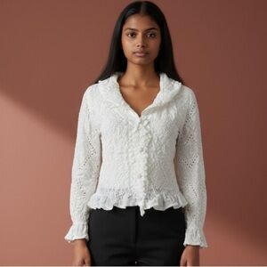 Pleats collection by Pings Import Inc. Ladies long sleeve snapped down blouse S